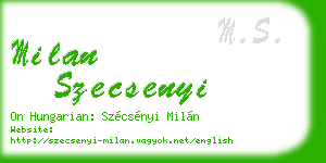 milan szecsenyi business card